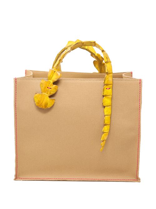 Borsa da mare con manici coccodrillo Laboratorio Capri | GRETACAMELYELLOW